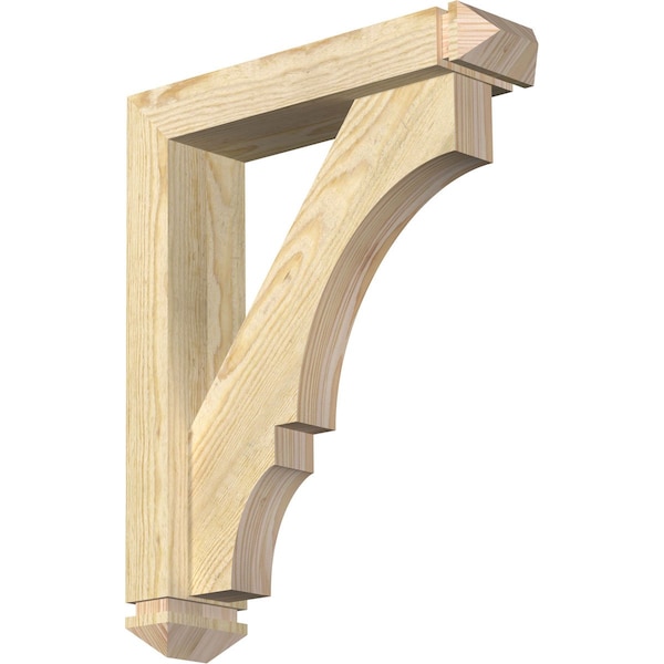 Ekena Millwork Balboa Arts and Crafts Rough Sawn Bracket w/ Offset Brace, Douglas Fir, 4"W x 16"D x 20"H BKT0402X16X20BOA03RDF - main